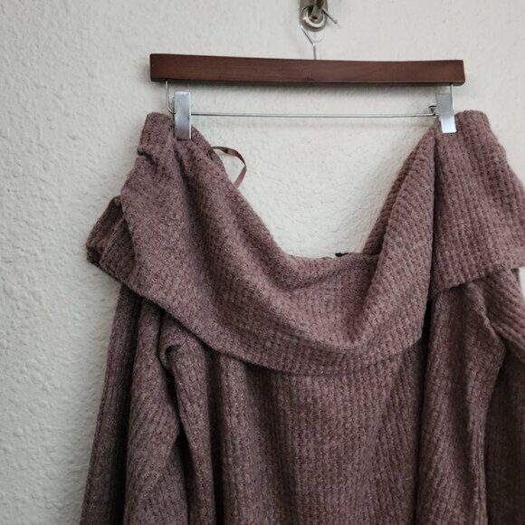 Torrid Brushed Waffle Off Shoulder Long Sleeve Top in Deep Taupe Women's Size 3X - Picture 7 of 11